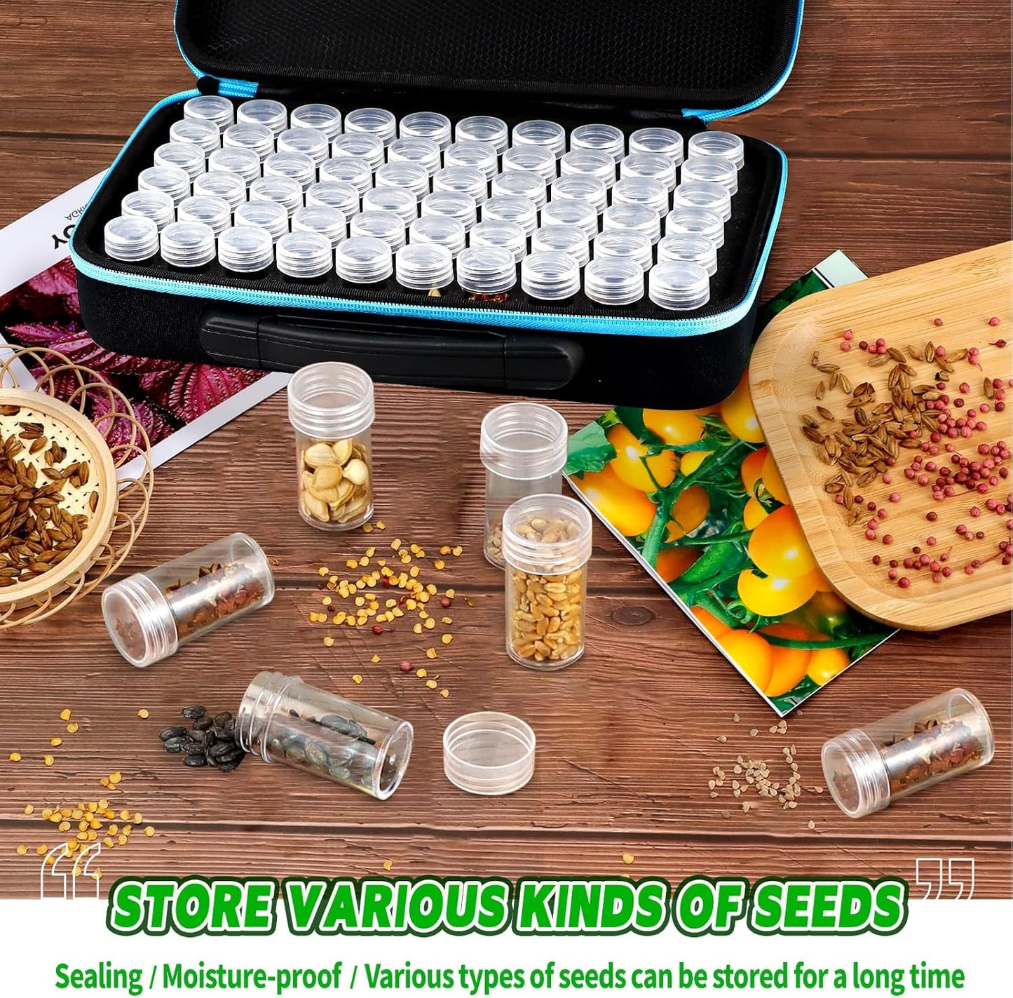 60 Slot Seed Storage Organizer with Label Stickers, Gardening Supplies and Organizers